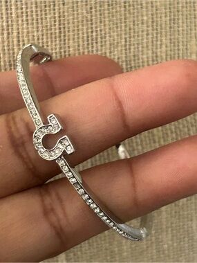 Silver Crystal horse shoes Cuff Bracelet - Sparkling Silver
